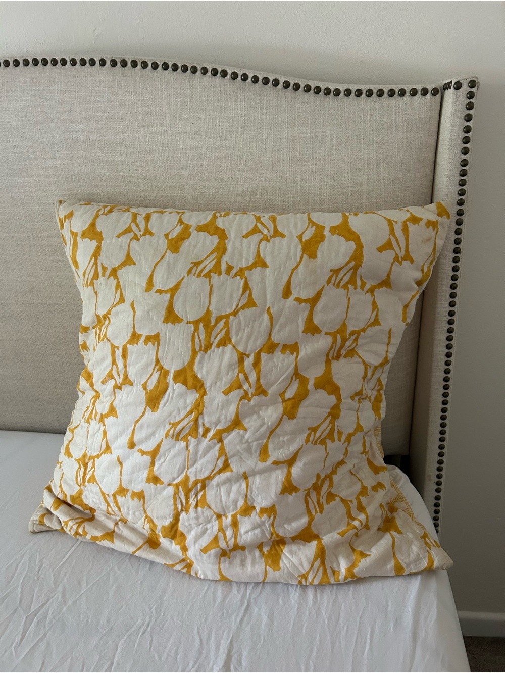 Serena & Lily Tulip-Print Pillow - Yellow and White
